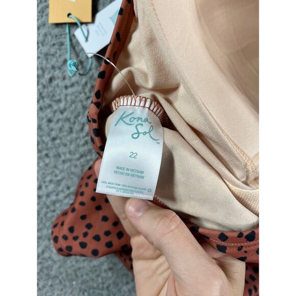 Kona Sol Swimsuit Womens Size 22 Brown Polka Dots Adjust Straps One Piece NWT - Picture 9 of 11